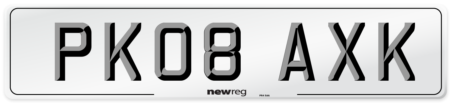PK08 AXK Number Plate from New Reg